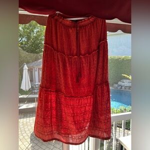 Mexx Red Eyelet Midi Skirt